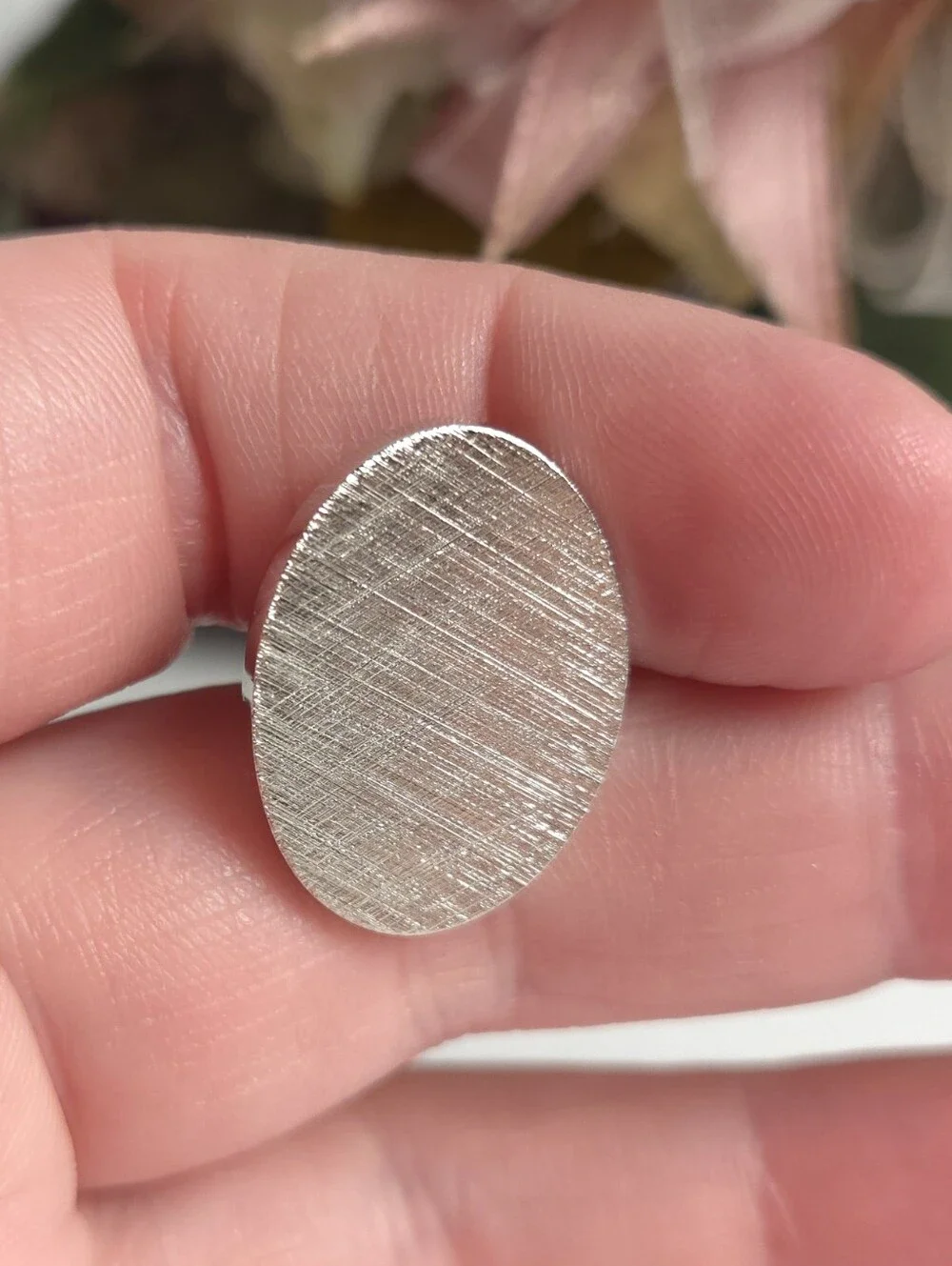 Vintage Destino Silver Plated Oval Fine Textured Cuff Links Designer Wedding